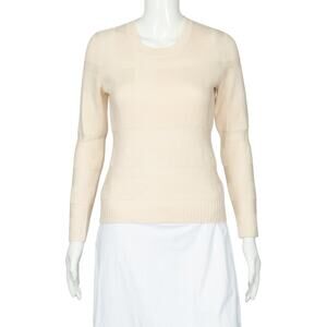 BURBERRY Ivory Cream Wool Blend Knit Crewneck Sweater Size XS